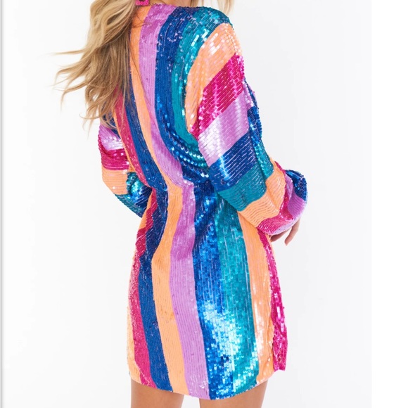 MUMU NWT KIDMAN NEON SEQUIN MINI DRESS SZ S - Picture 3 of 10